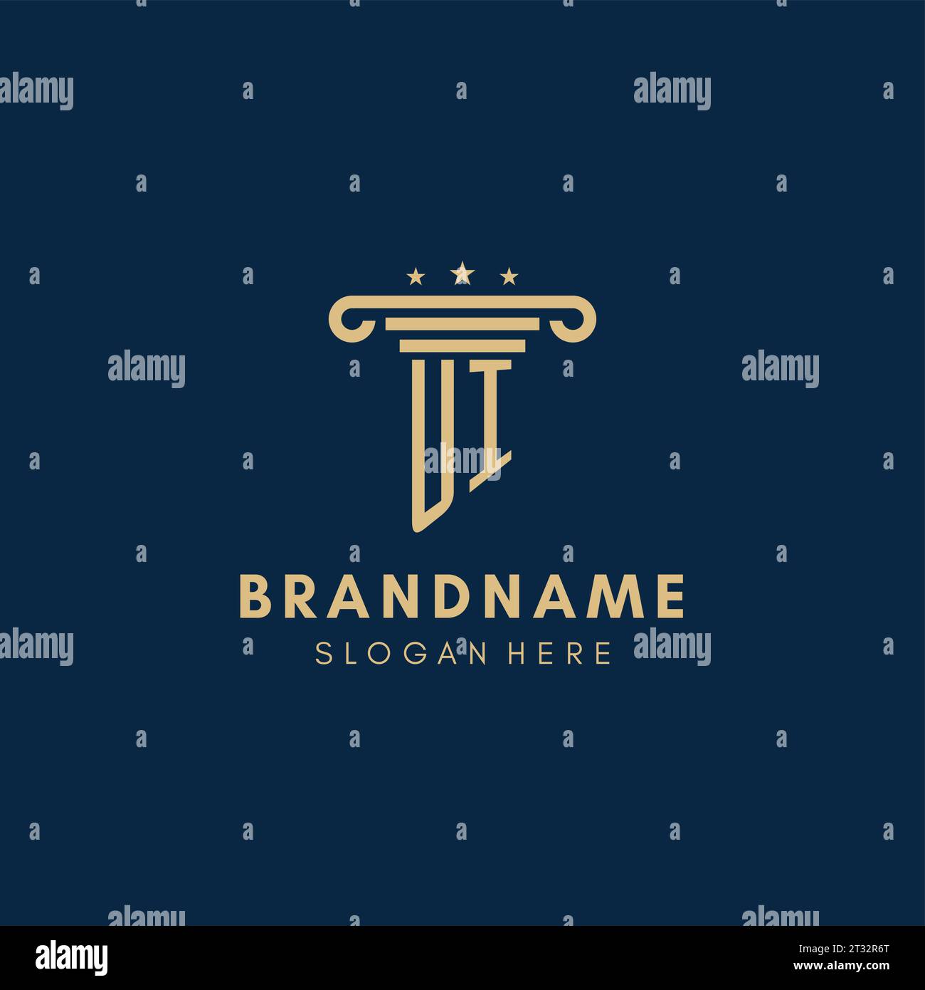 UI monogram initial logo with pillar and stars, legal firm design ...