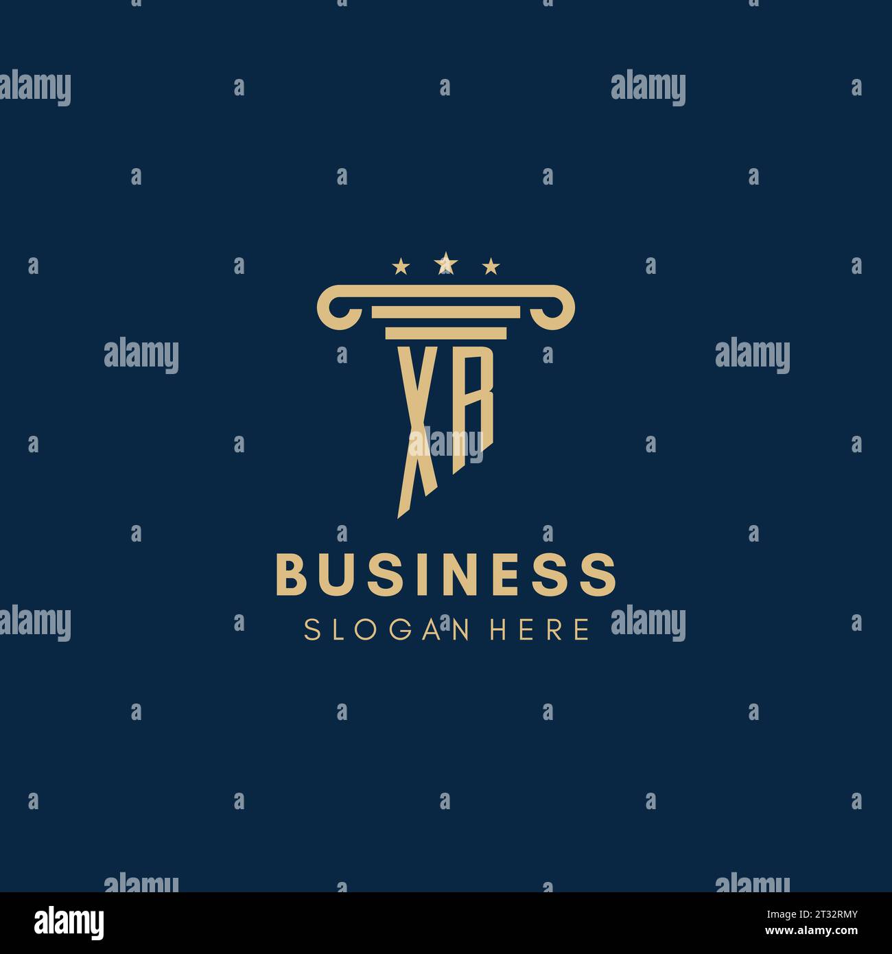 XR monogram initial logo with pillar and stars, legal firm design ...