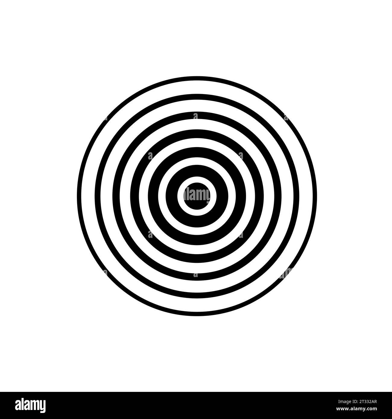 Circle wave. Sound icon. Black effect pulse isolated on white background. Signal radar. Pattern sonar. Vibration line design. Radial rays. Vector illu Stock Vector
