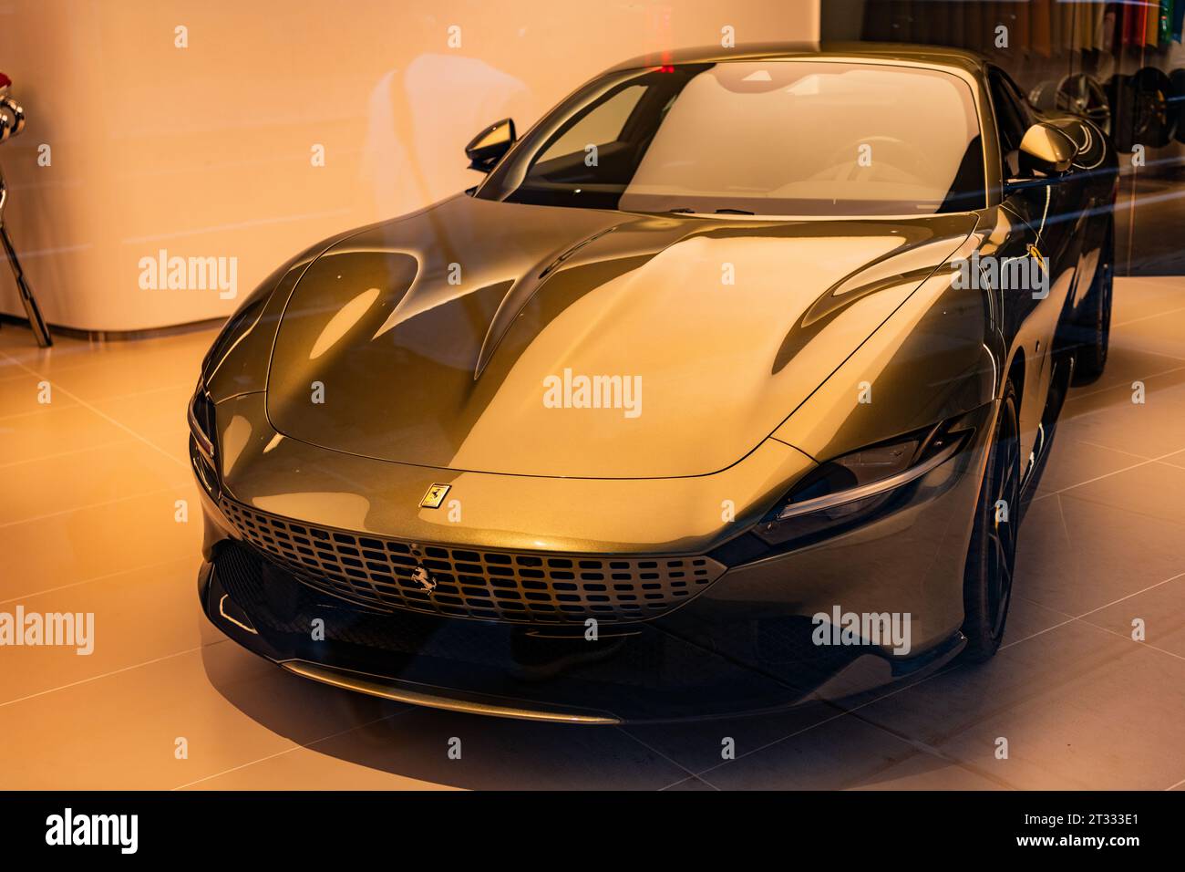 New York City, USA August 09, 2023 Ferrari Roma 2021 sport car in