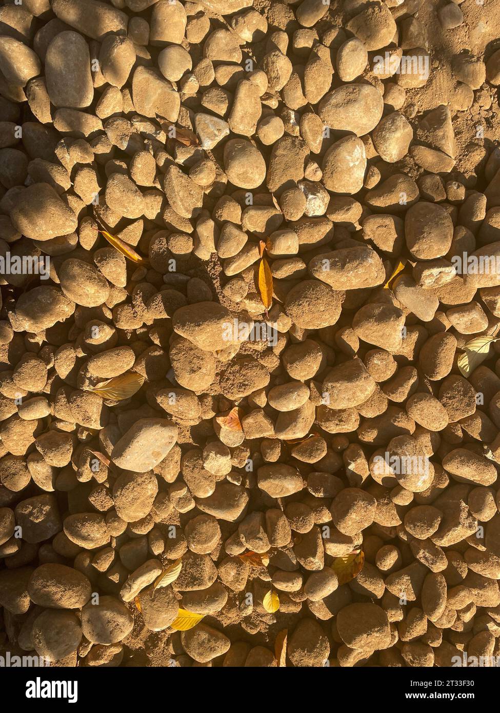 Outdoors landscape Gravel rock fill in background texture close up Stock Photo