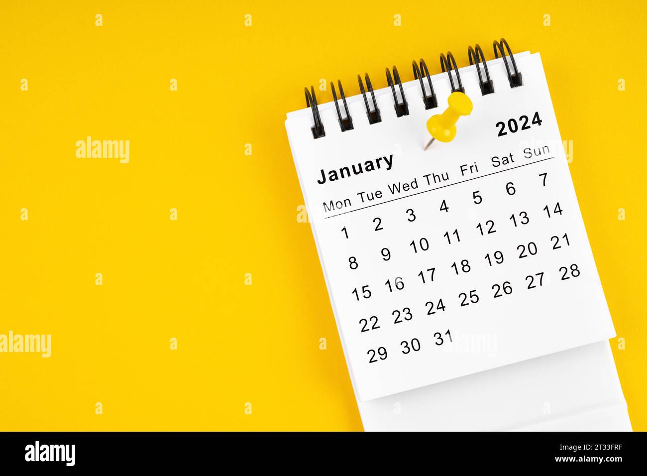 January 2024 Monthly desk calendar for 2024 year with thumbtack on ...