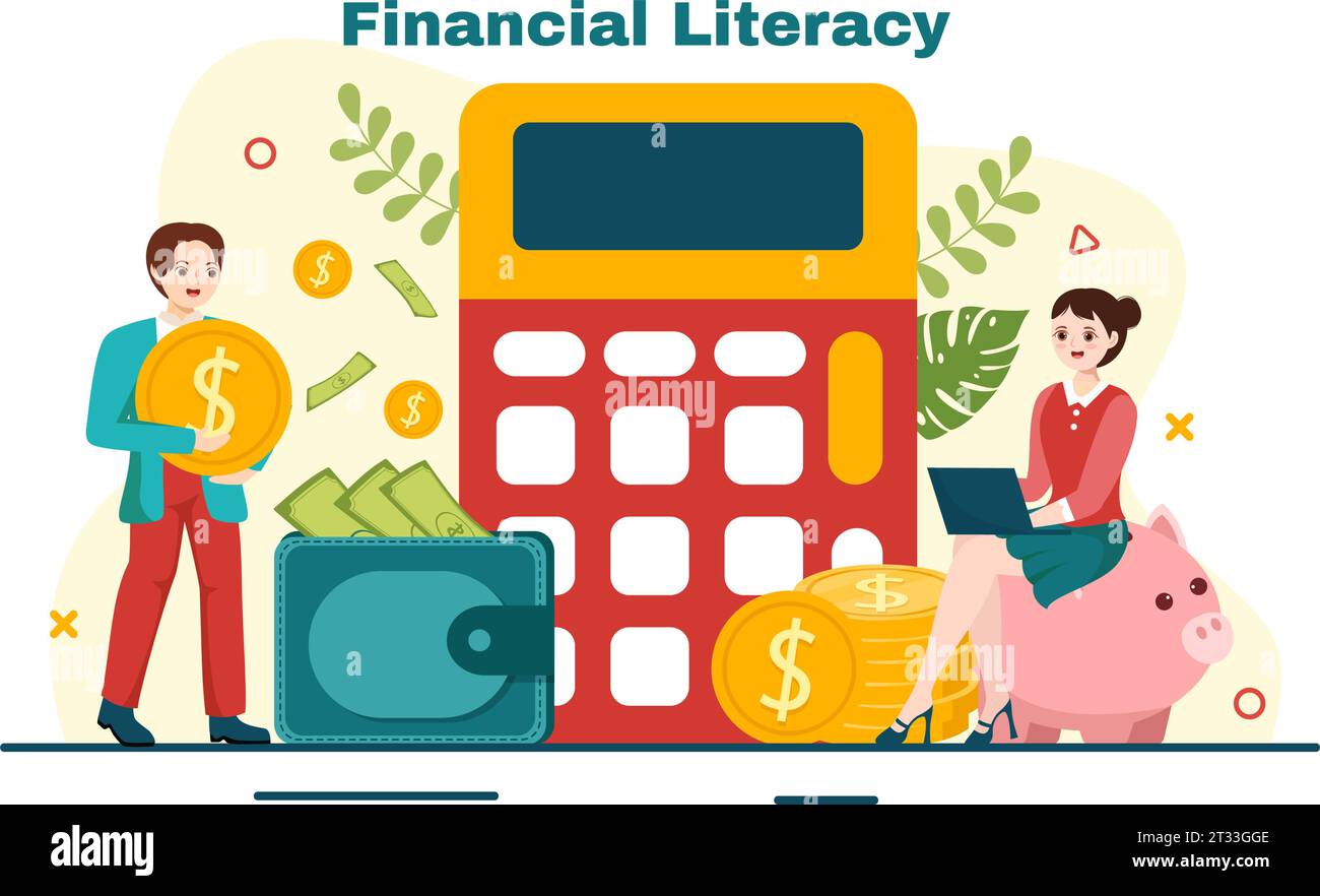 Financial Literacy inar Vector Illustration with Finance Management
