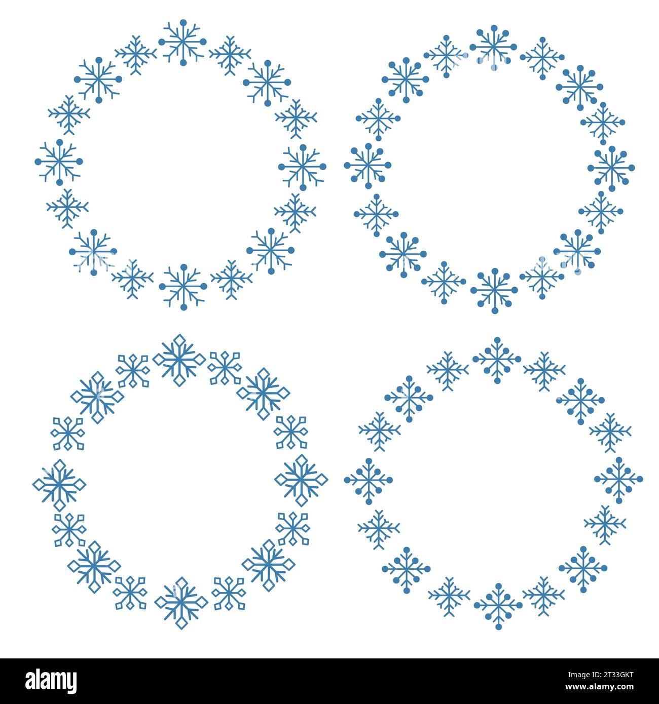 Vector set round frame of snowflakes for text. Seasonal winter board ...