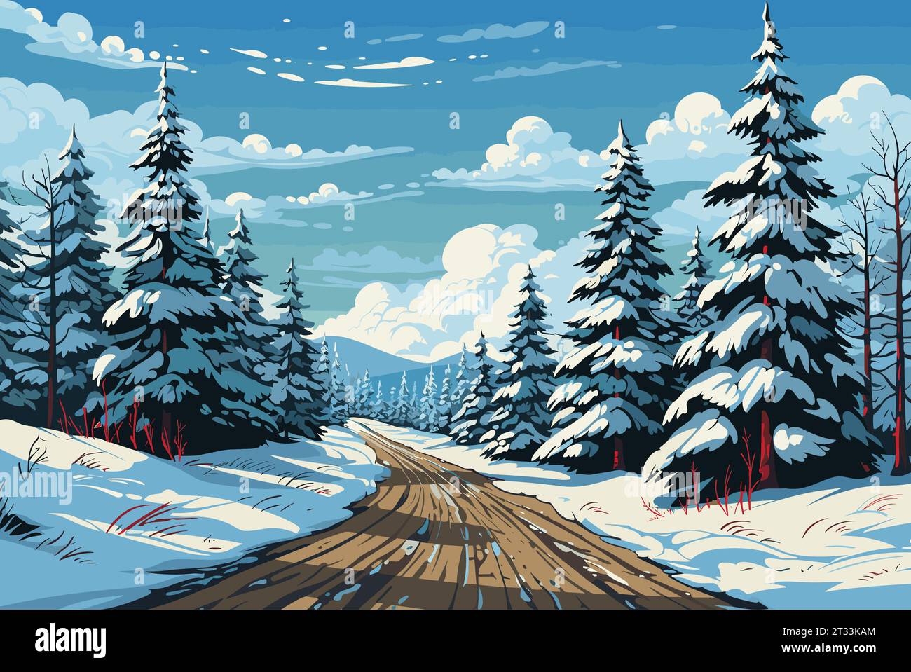 Christmas winter forest landscape background Stock Vector Image & Art ...