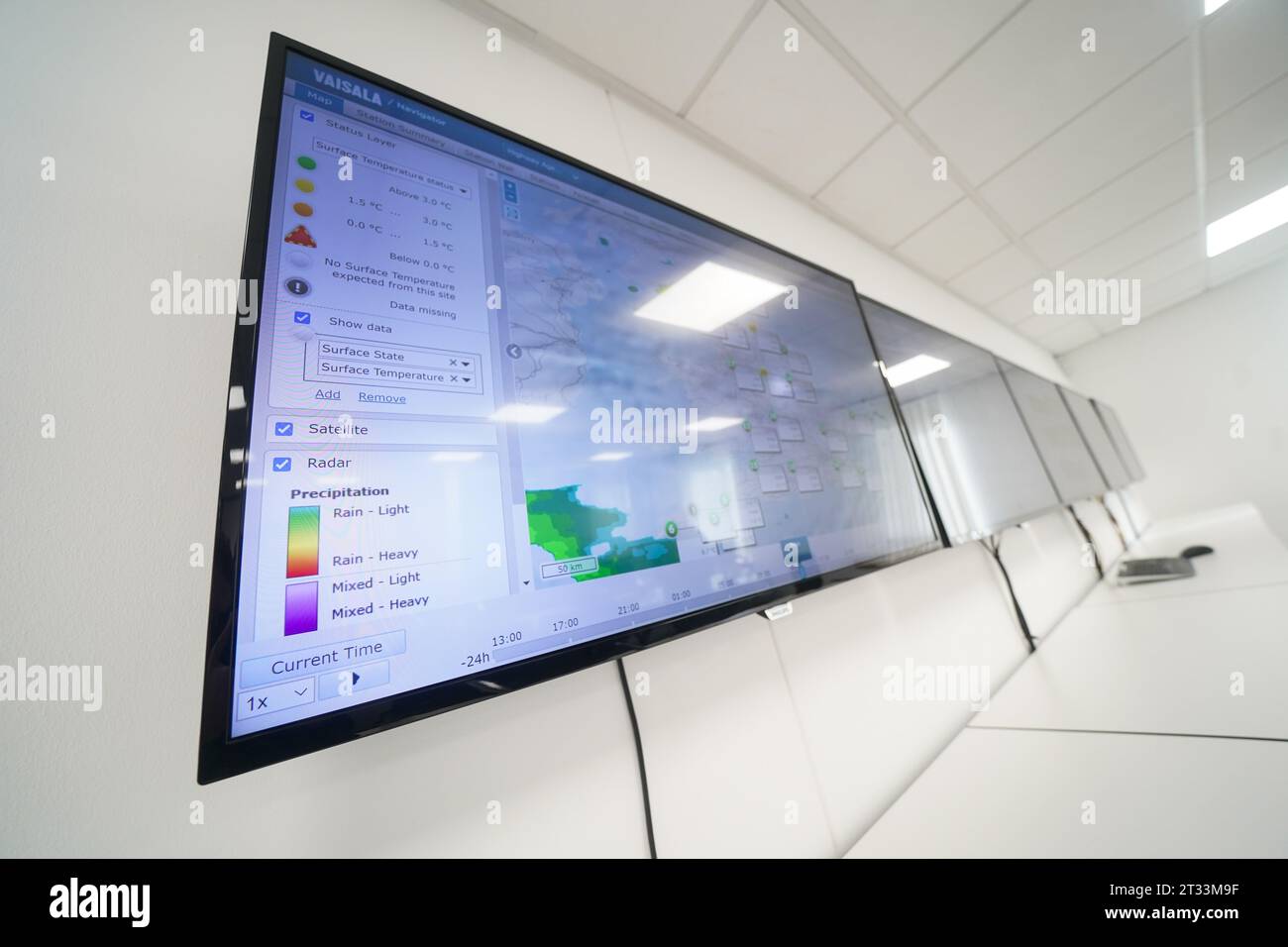 Information screens showing the latest weather data at Vaisala offices