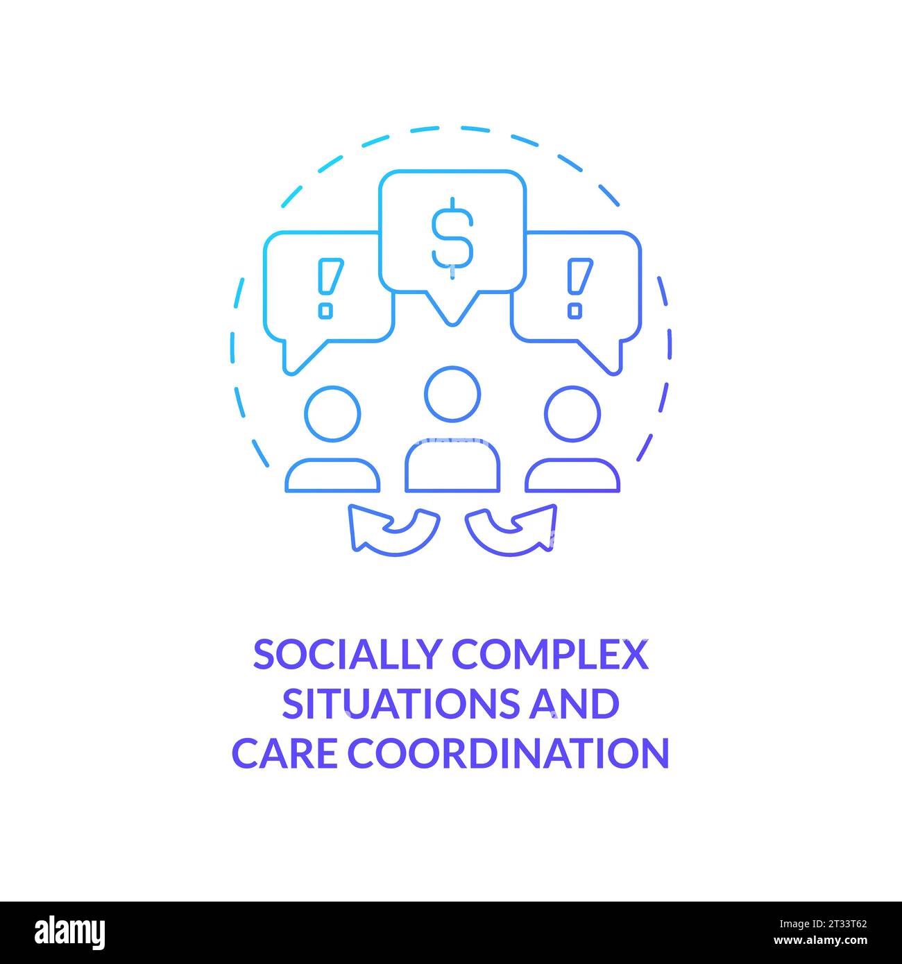 Line icon socially complex situations and care coordination Stock Vector