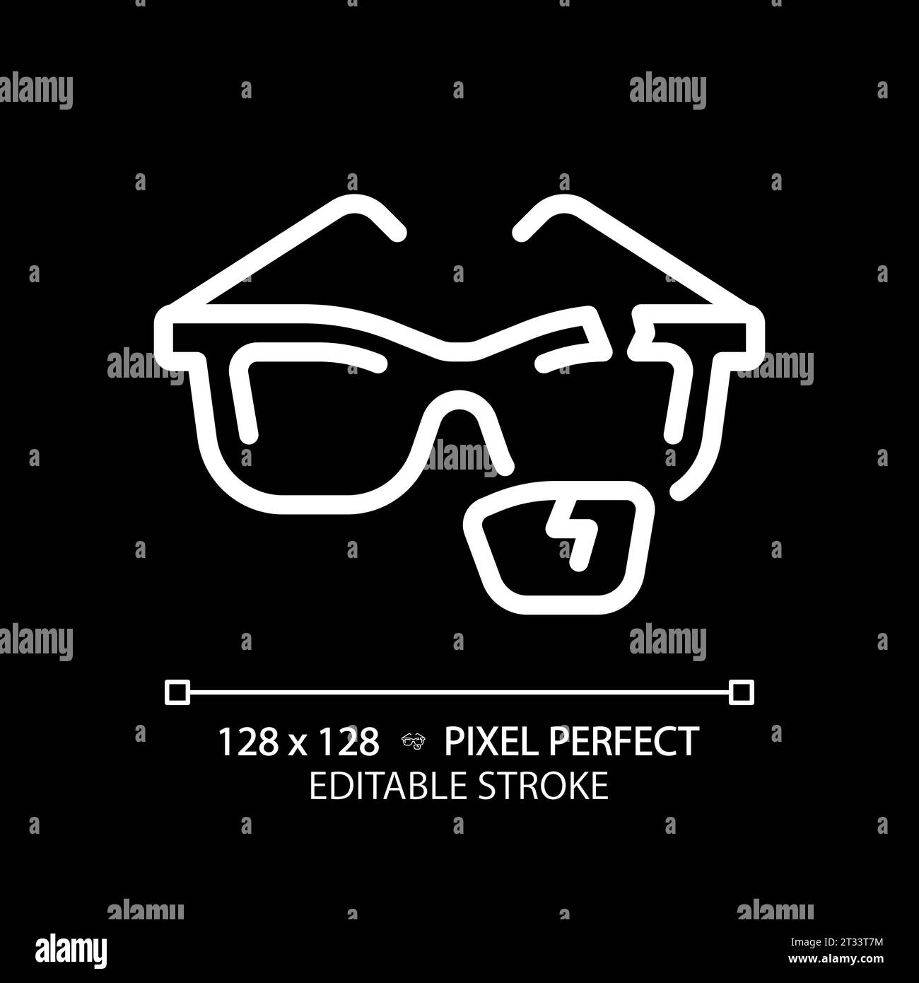 2D customizable thin linear white broken eyeglasses icon Stock Vector ...