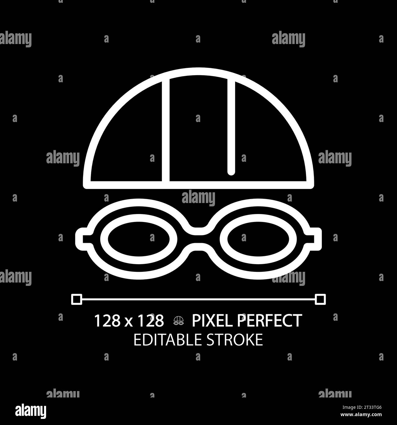 2D customizable thin linear white swimming goggles icon Stock Vector