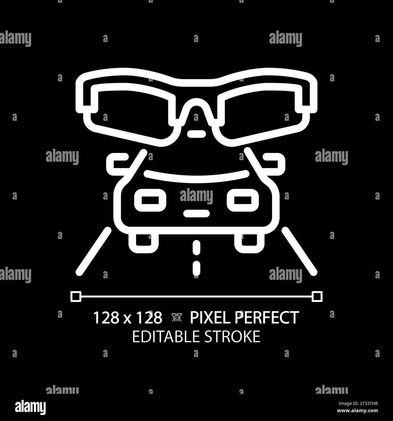 2D customizable thin linear white car and eyeglasses icon Stock Vector ...