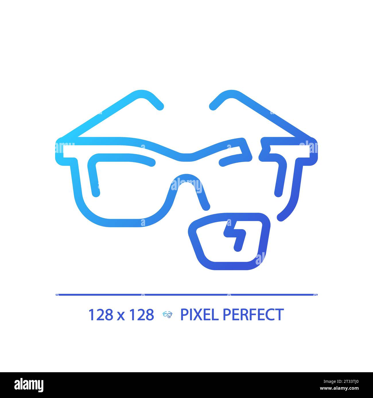 2D thin linear gradient broken eyeglasses icon Stock Vector