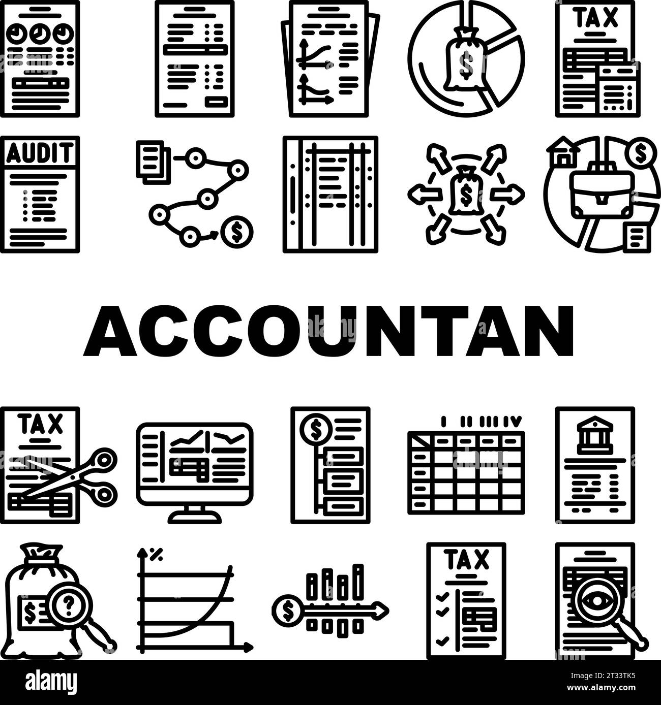 accountant professional tax icons set vector Stock Vector Image & Art