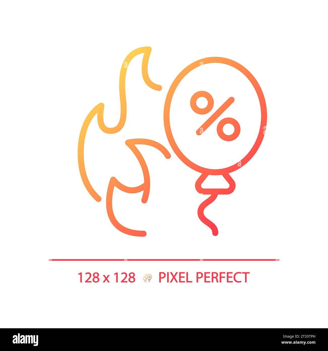 Simple thin linear gradient flame and balloon discount icon Stock Vector