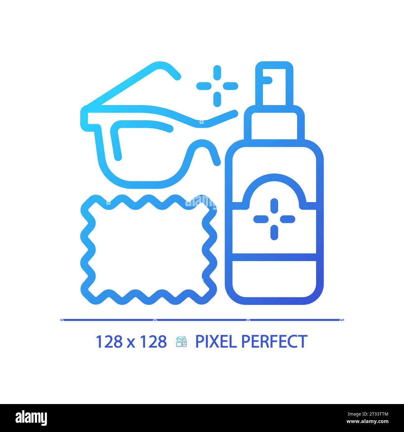 2D thin linear gradient eyeglasses cleaner icon Stock Vector