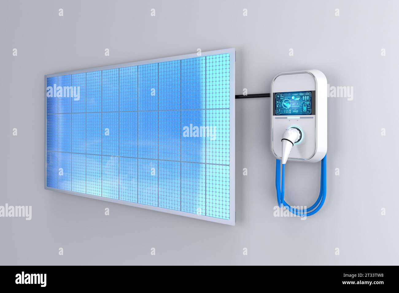 3d rendering EV charging station or electric vehicle recharging station ...