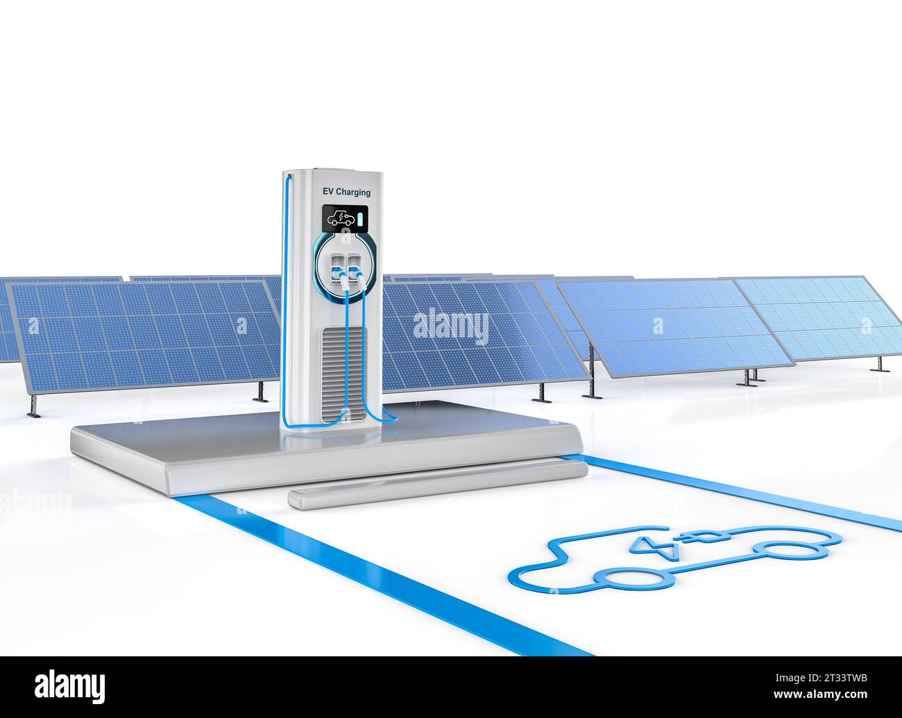 3d rendering EV charging station or electric vehicle recharging station ...