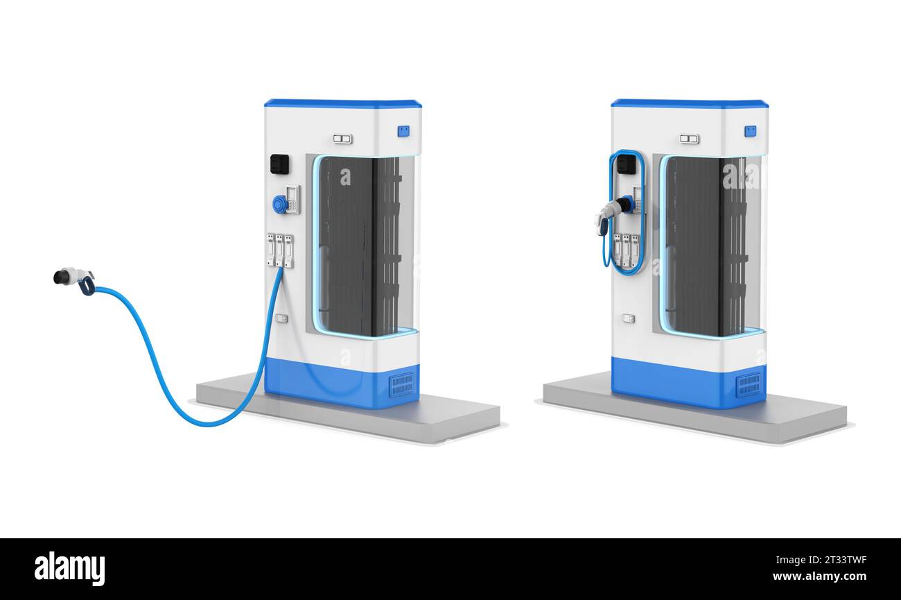 3d rendering group of EV charging stations or electric vehicle ...