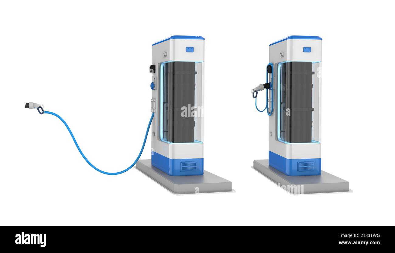 3d rendering group of EV charging stations or electric vehicle