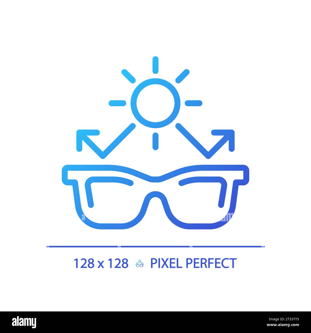 2D simple thin linear gradient sunglasses icon Stock Vector