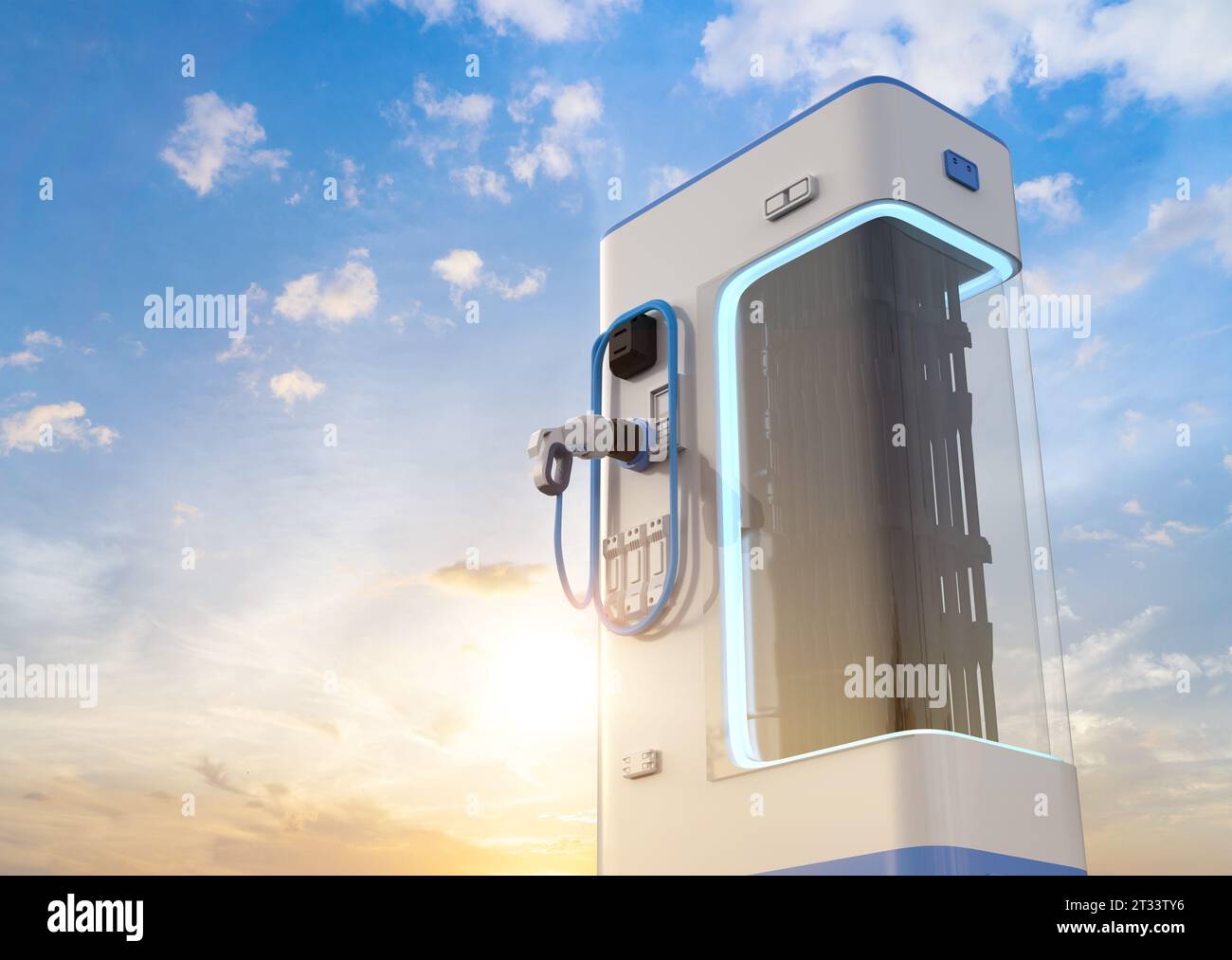 3d rendering EV charging station or electric vehicle recharging station ...