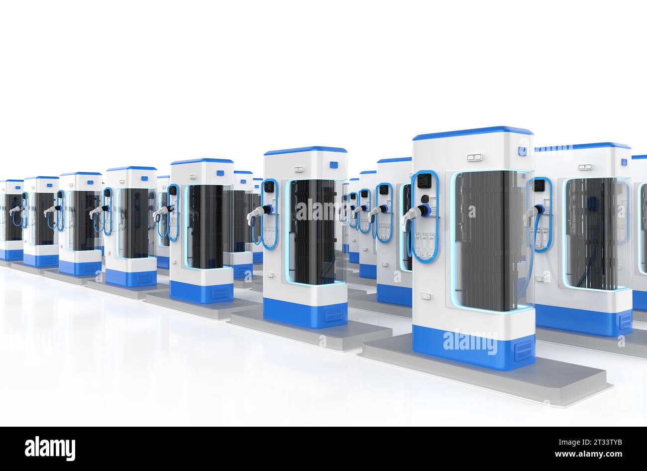 3d rendering group of EV charging stations or electric vehicle ...