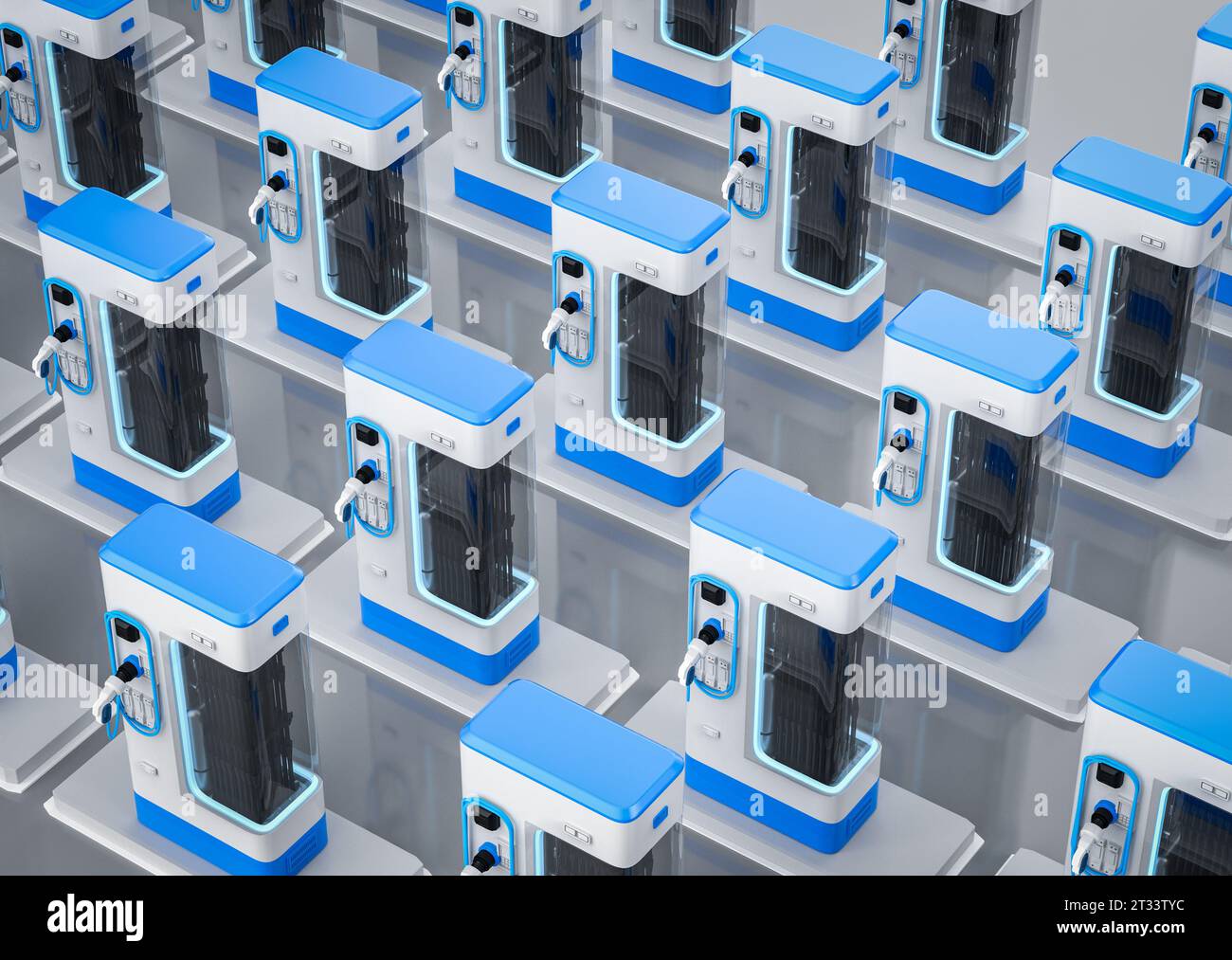 3d rendering group of EV charging stations or electric vehicle ...