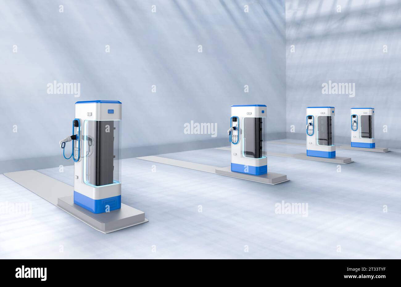 3d rendering group of EV charging stations or electric vehicle ...