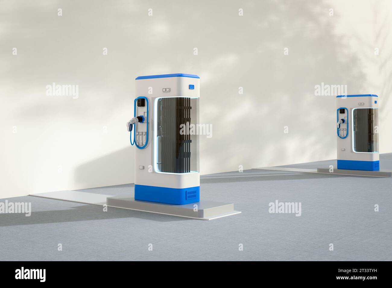 3d rendering group of EV charging stations or electric vehicle ...