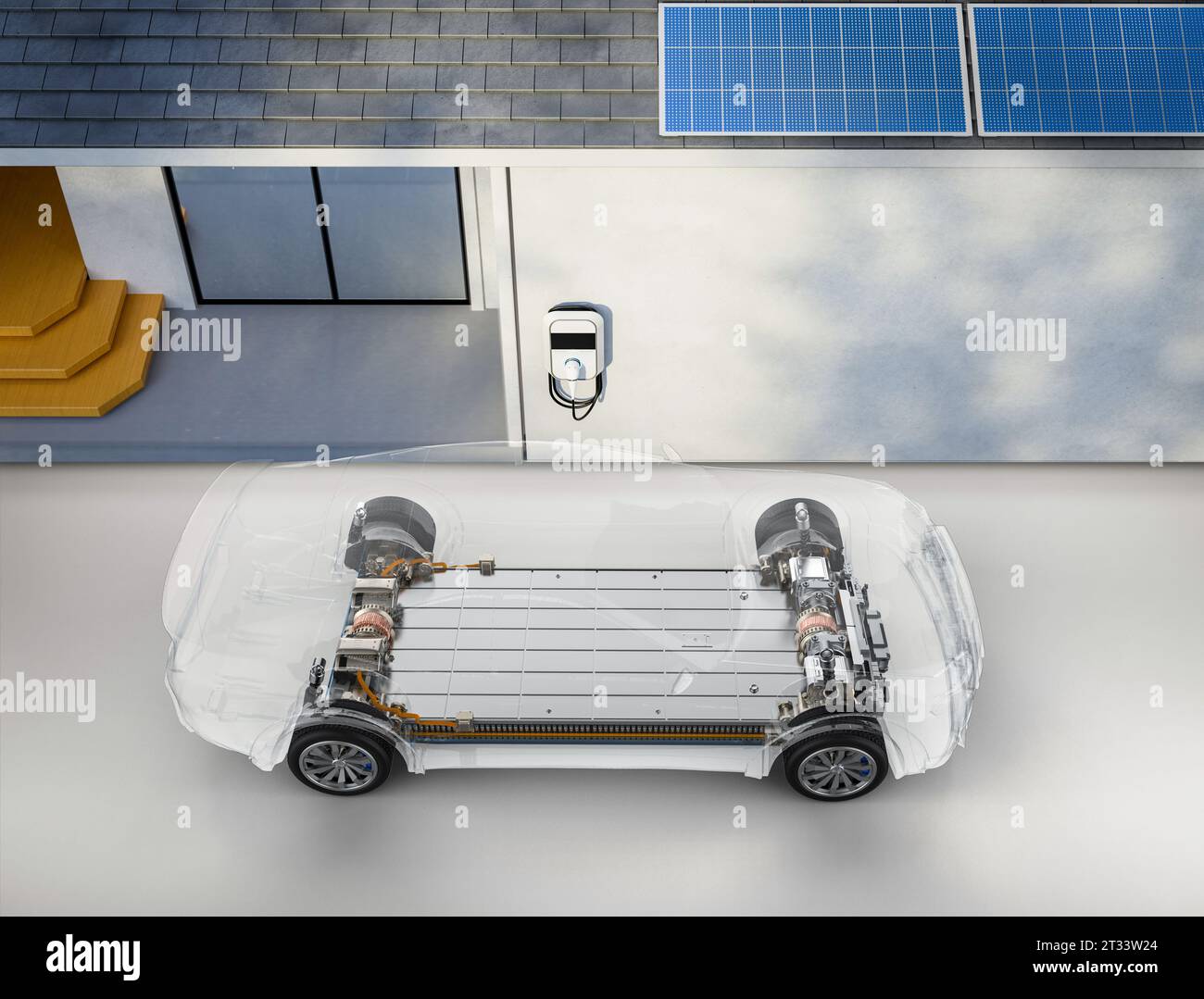 3d rendering home garage with charger for electric car Stock Photo Alamy