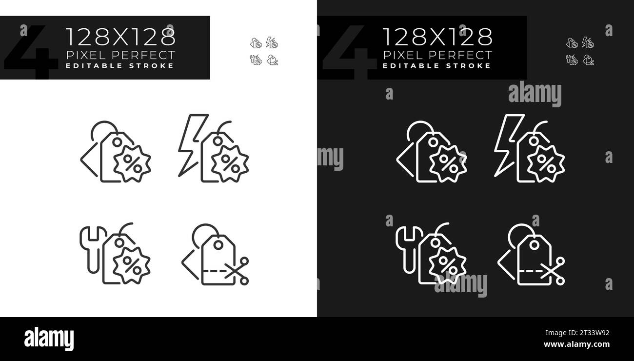 Editable dark and light simple discounts icons collection Stock Vector