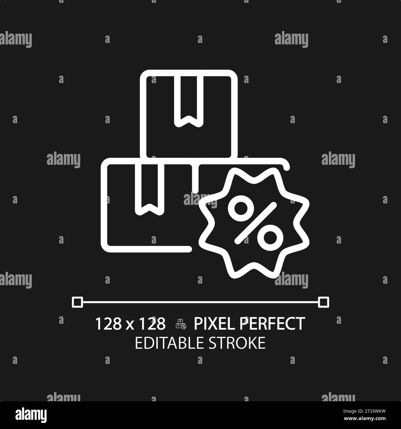 2D customizable thin linear tags with percentage white icon Stock Vector