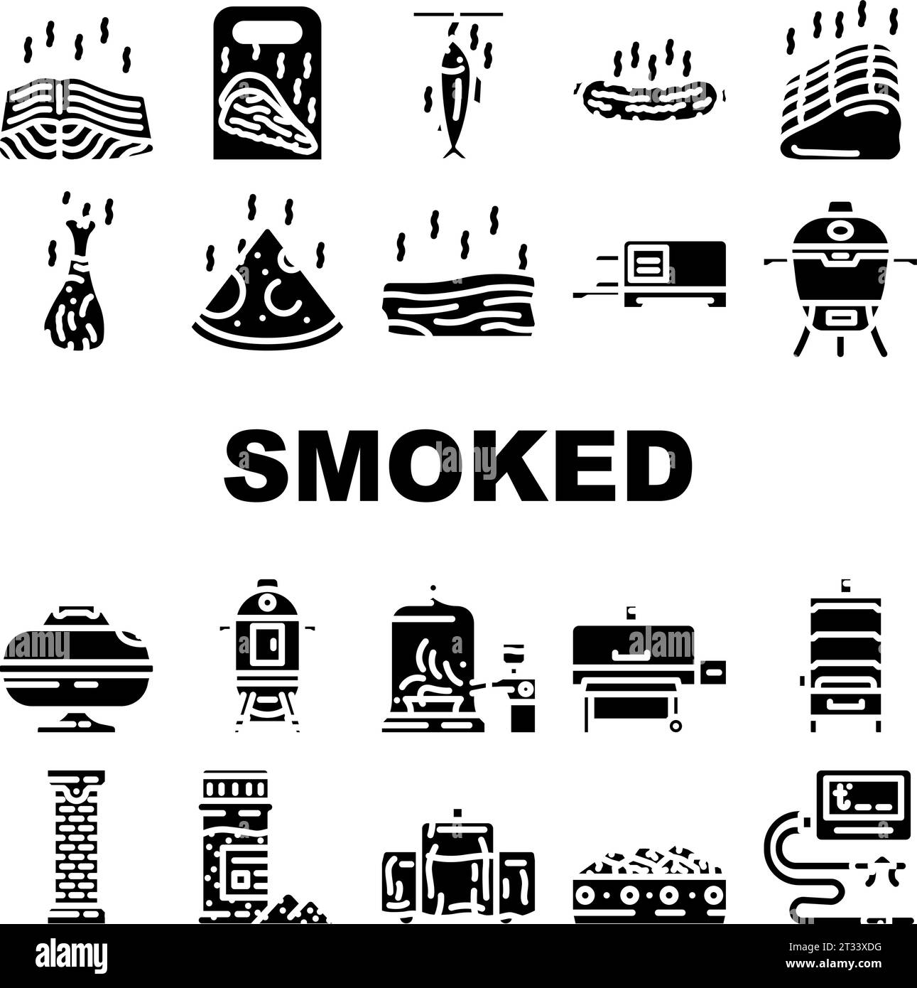 smoked meat bbq icons set vector Stock Vector Image & Art Alamy