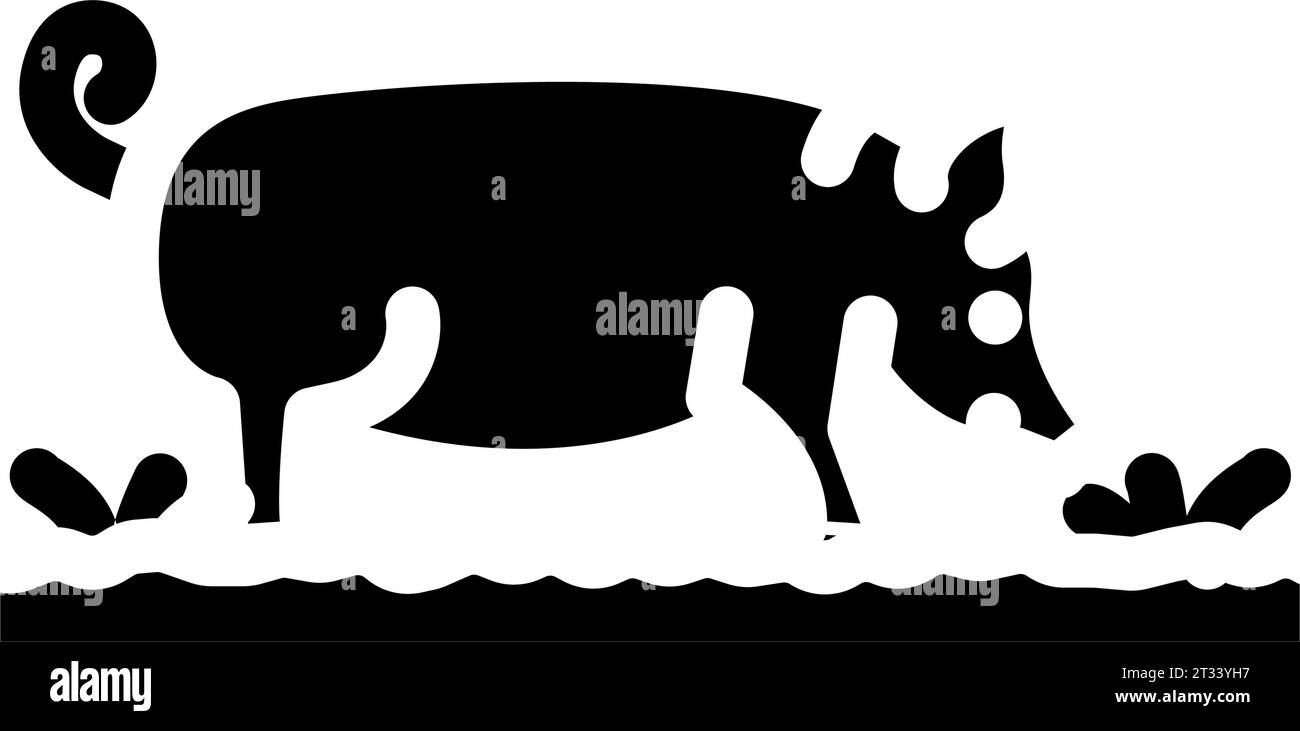 pig field animal glyph icon vector illustration Stock Vector Image ...