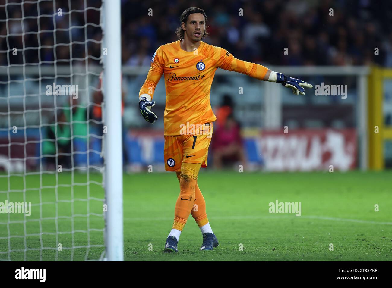 Yann Sommer of Fc Internazionale gestures during the Serie A match beetween Torino Fc and Fc Internazionale at Stadio Olimpico on October 21 2023 in Turin, Italy . Stock Photo