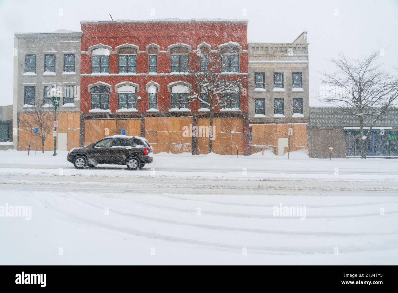 The Finger Lakes Town of Auburn New York Covered in Snow Stock Photo
