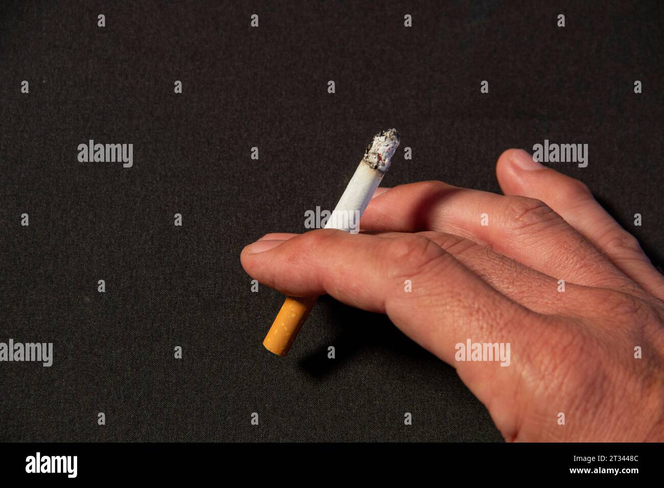 how do europeans hold cigarettes Hand of a European adult man holding a lit cigarette with his fingers Stock  Photo