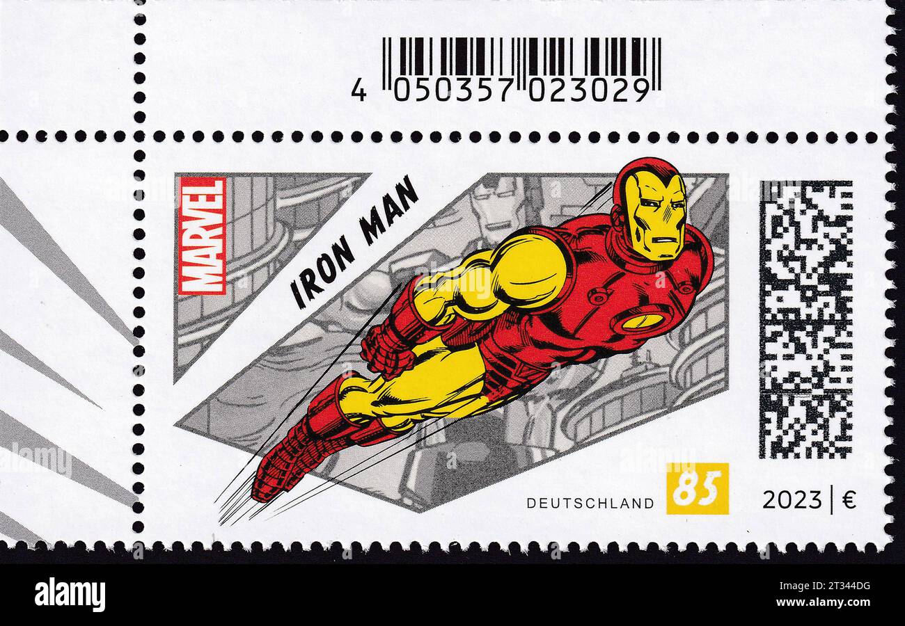 RECORD DATE NOT STATED Briefmarke Deutsche Post: Superheld Iron Man ***  Stamp German Post Superhero Iron Man Credit: ImagoAlamy Live News Stock  Photo - Alamy
