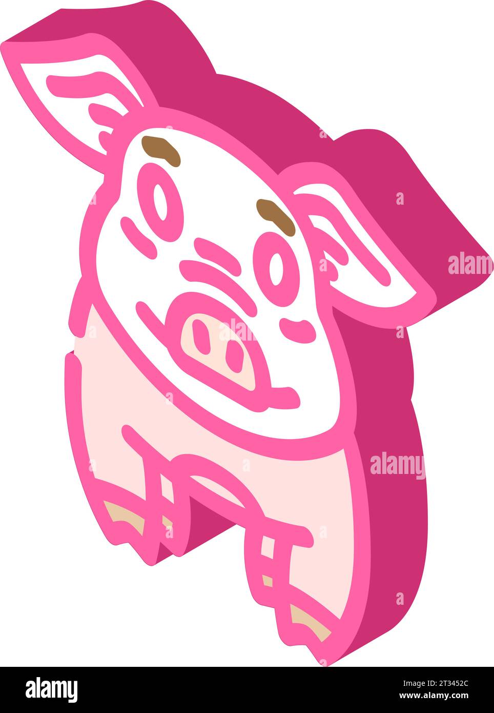 cute piglet pig farm isometric icon vector illustration Stock Vector ...