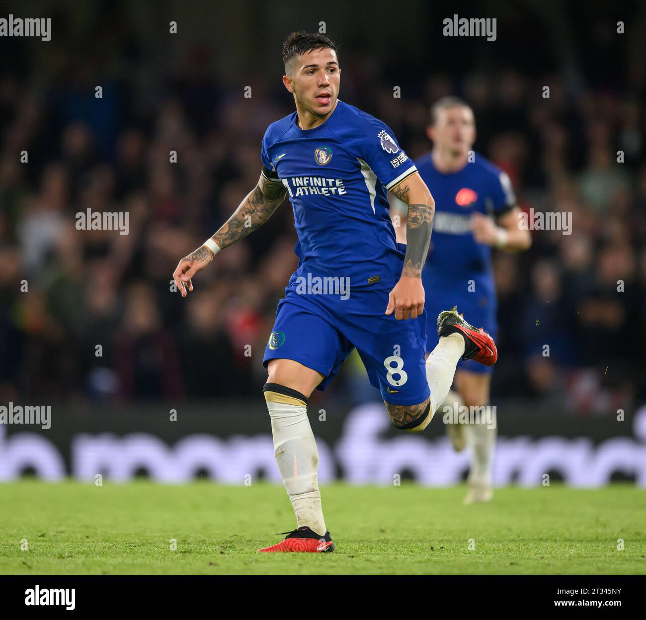Enzo Fernández #8 of Chelsea during the Premier League match