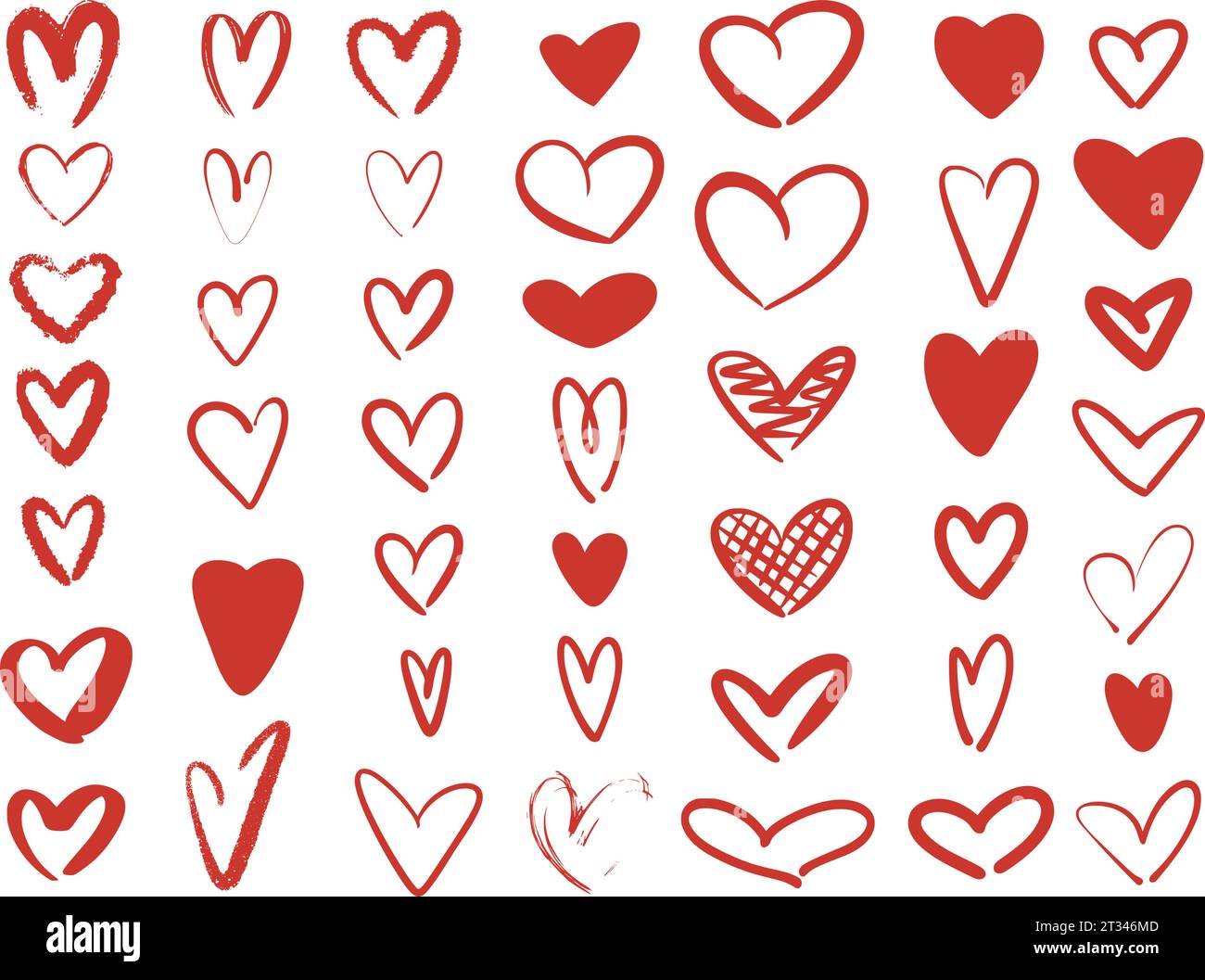 Hand drawn red heart icons set Stock Vector Image & Art - Alamy
