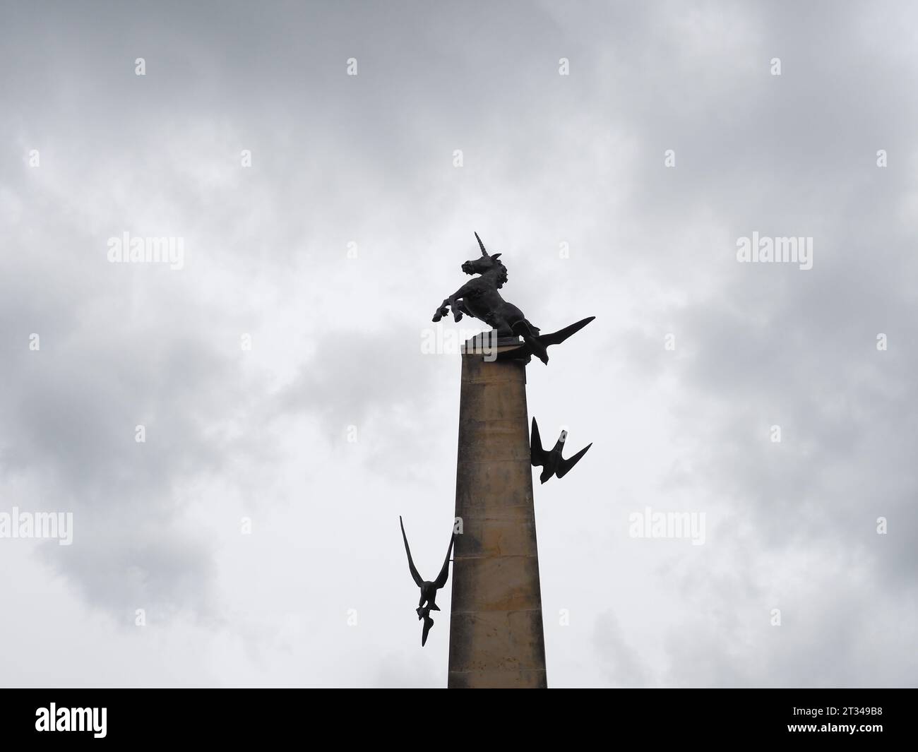 INVERNESS, UK SEPTEMBER 13, 2023 Unicorn statue in Falcon Square by sculptor Gerald Laing