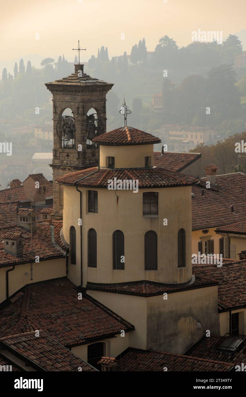 Towers of the Chiesa di San Salvatore in Bergamo, Lombardy Stock Photo