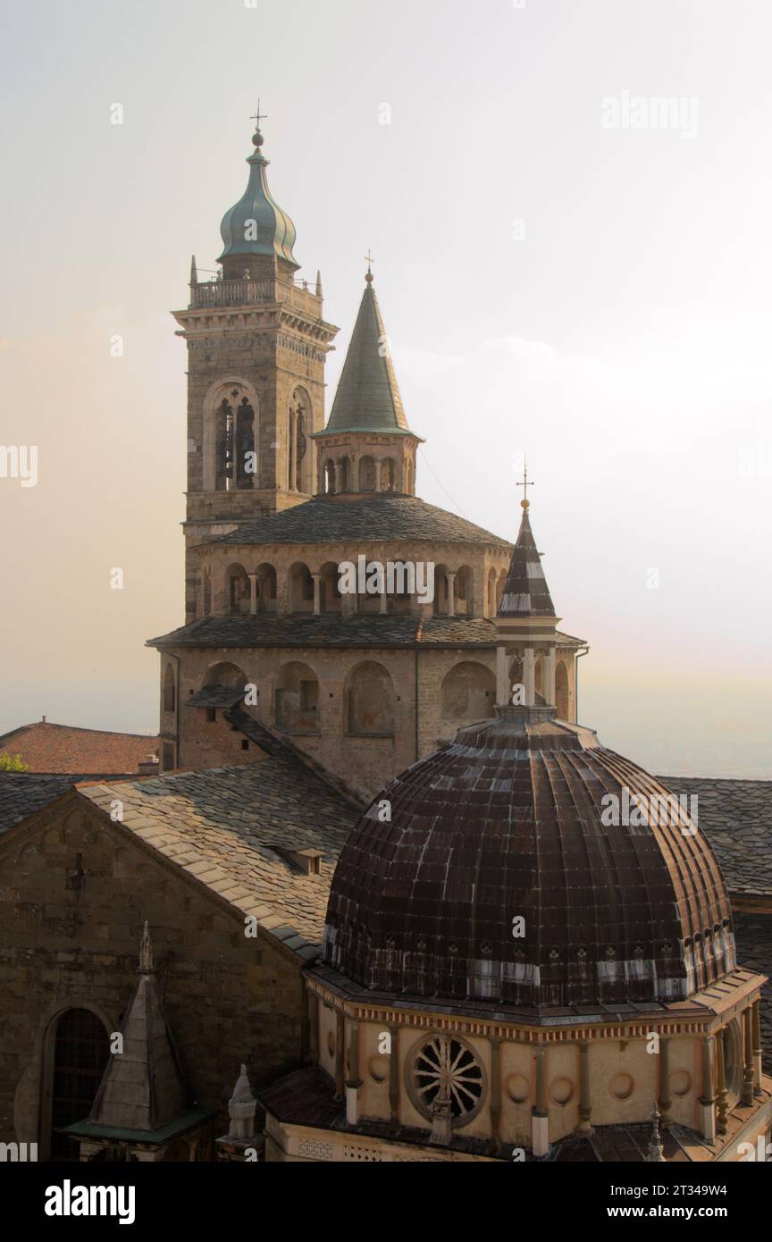 Upper parts of the Basilica di Santa Maria Maggiore in Bergamo