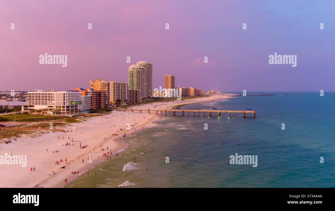 Orange Beach, AL at sunset Stock Photo Alamy