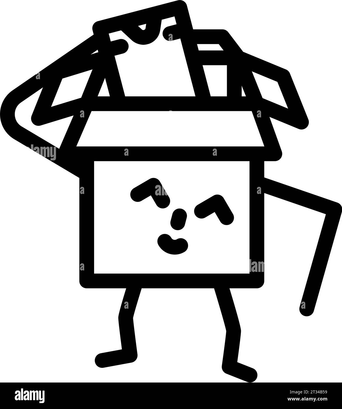 take out cardboard box character line icon vector illustration Stock ...