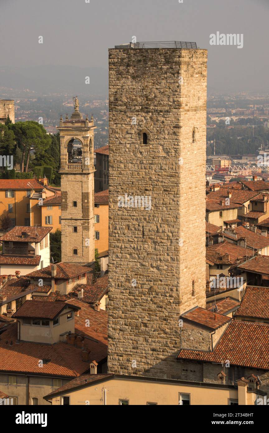 The Torre Del Gombito In Bergamo Seen From The Campanone Stock Photo 