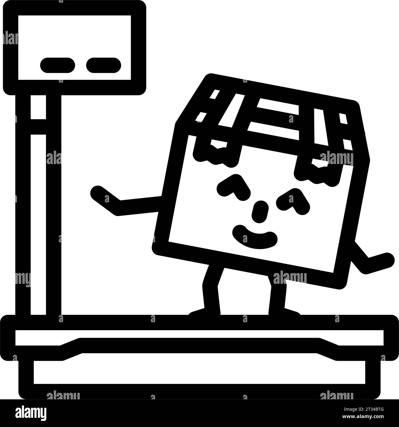 scale weight cardboard box character line icon vector illustration