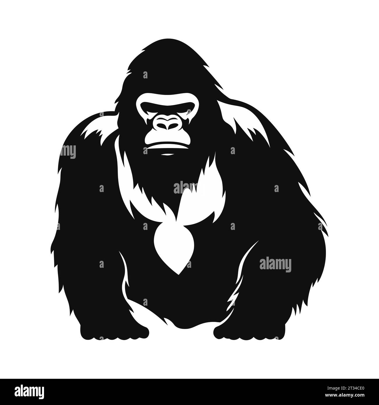 Gorilla logo. Chimpanzee black silhouette icon isolated Stock Vector ...