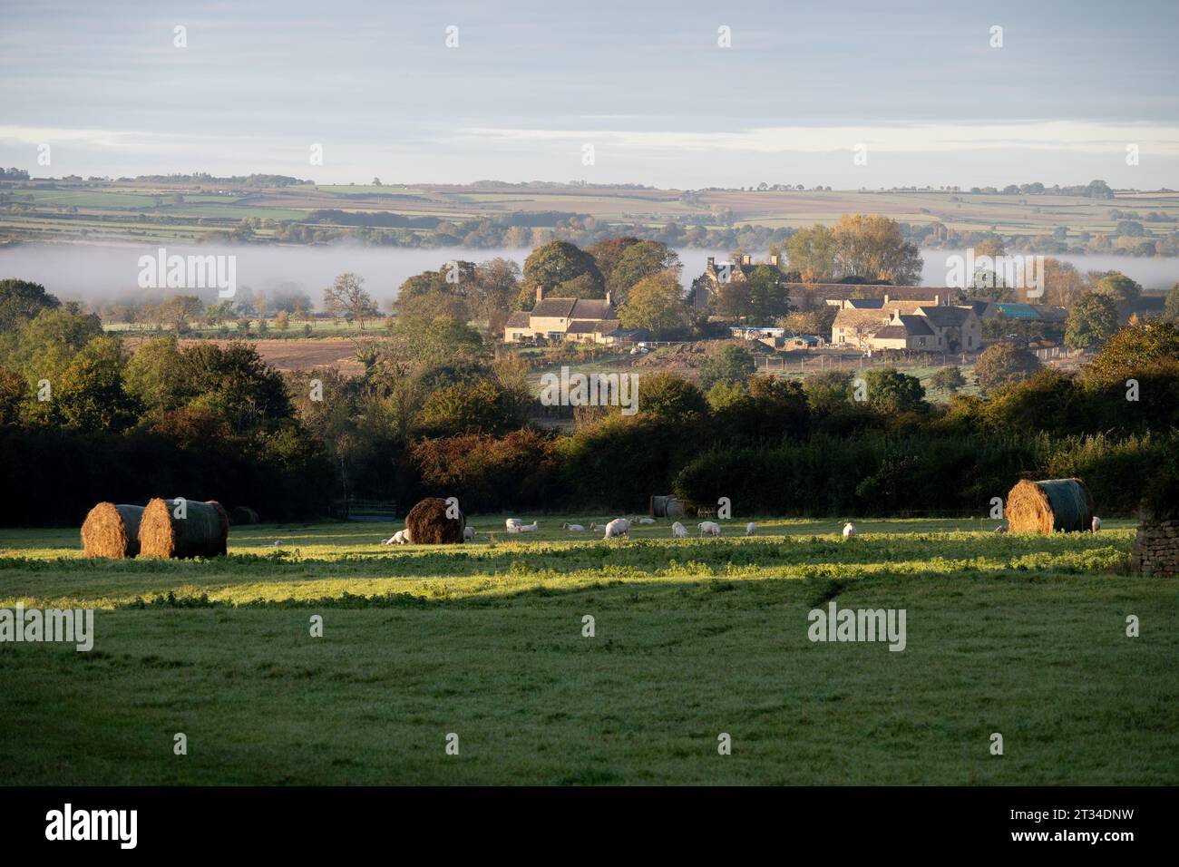 A view from Chadlington village, early morning in autumn, Oxfordshire