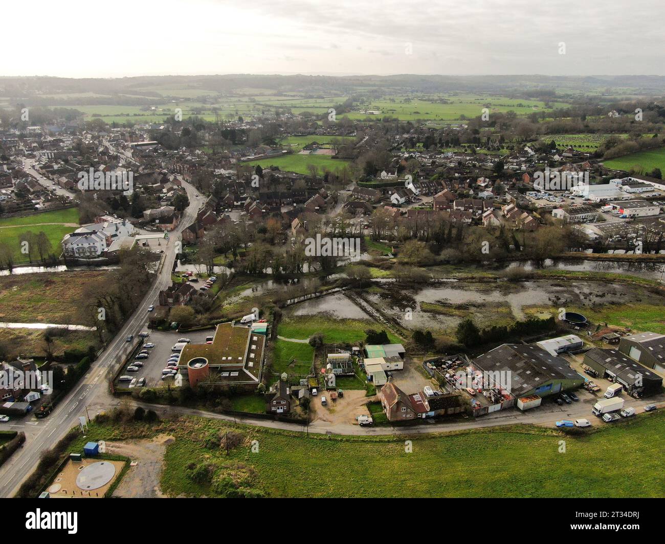 An aerial view of the market town of Wimborne in Dorset Stock Photo Alamy